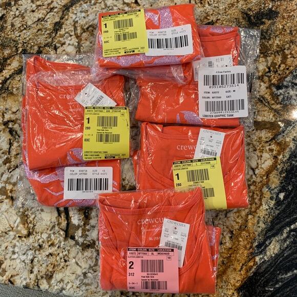 NWT J Crew Girls' Orange & Glitter Pink Lobster Graphic Tank Top - Picture 7 of 7